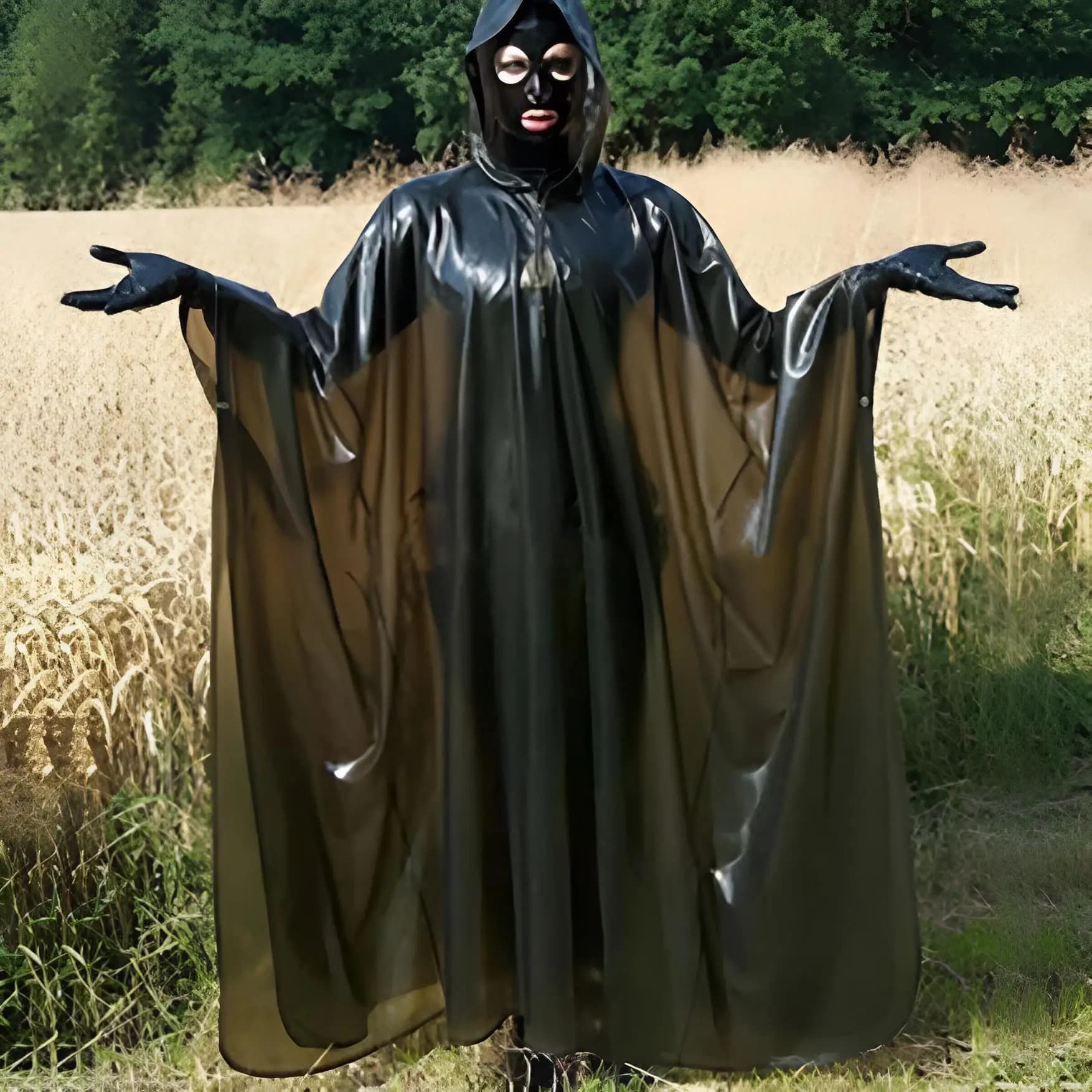 Sexy Lattice Man Woman Long mantle Raincoat Hooded Windbreaker Black Outer Dresses Wind Coat Handmade Dress S-LSW042