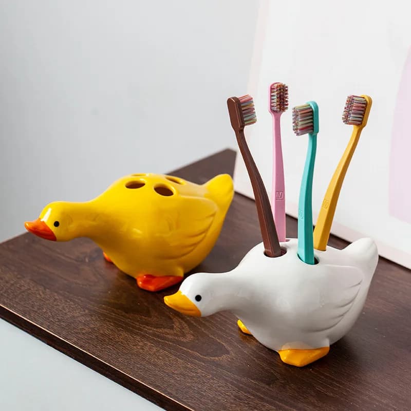 Portaspazzolino in ceramica creativo portaspazzolino anatra simpatico cartone animato portaspazzolino per bambini