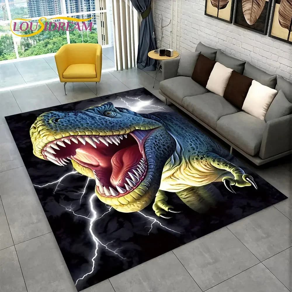 Tappeto con area dinosauro illusione visiva 3D, tappeto per la casa, soggiorno, camera da letto, divano, sala giochi, zerbino, tappetini antiscivolo per bambini