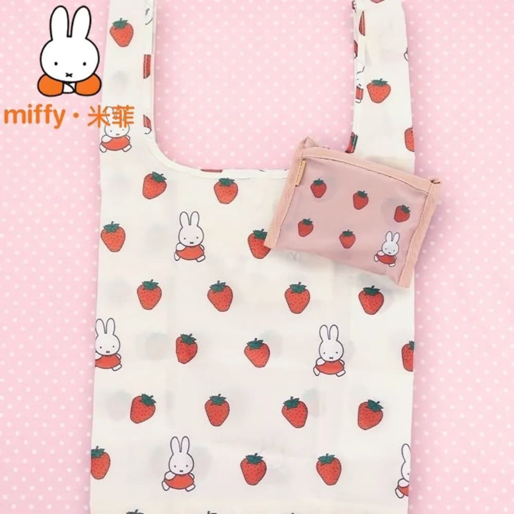 New Miffy Large Capacity Foldable Shopping Bag Eco Reusable Tote Bag Portable Handbag for Women Lightweight Grocery Storage Bag