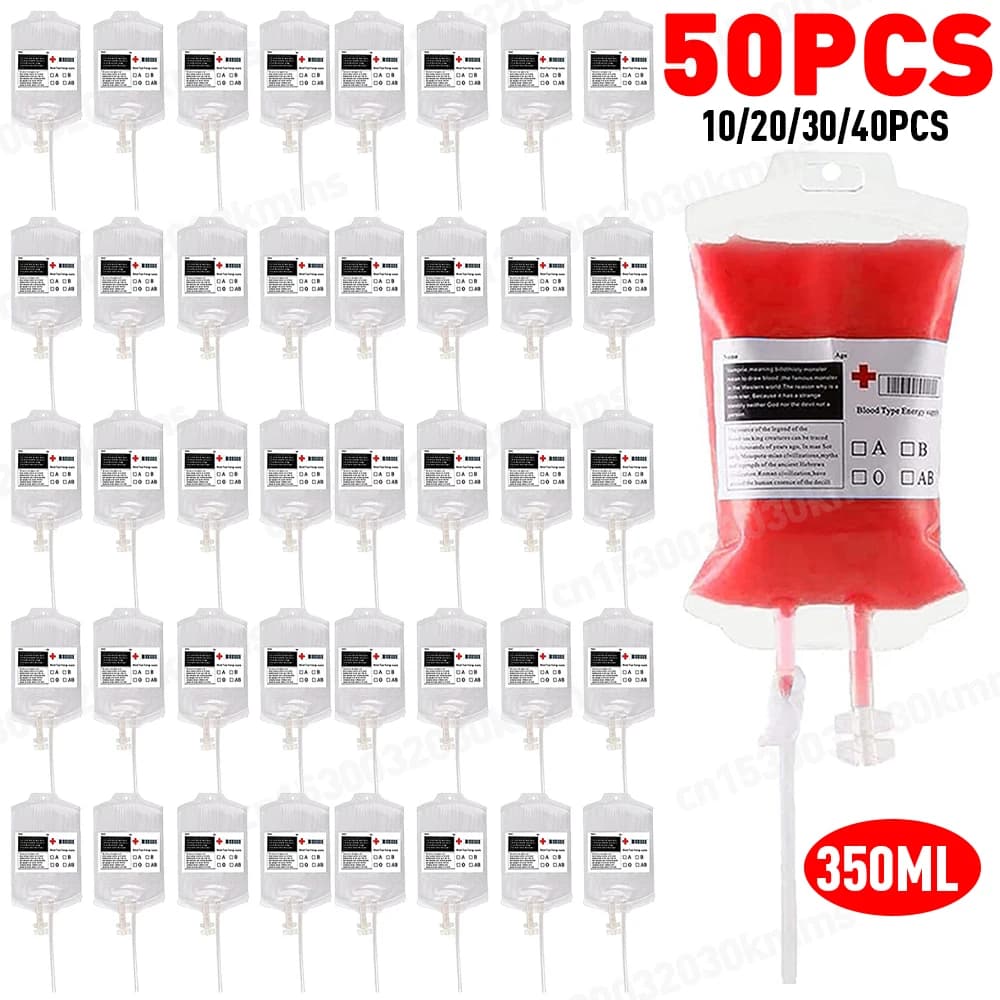 10-50pc 350ml Halloween Blood Bag PVC Beverage Bag Energy Package Vampire Zombie Theme Party Punches Horror Halloween Party Accessories