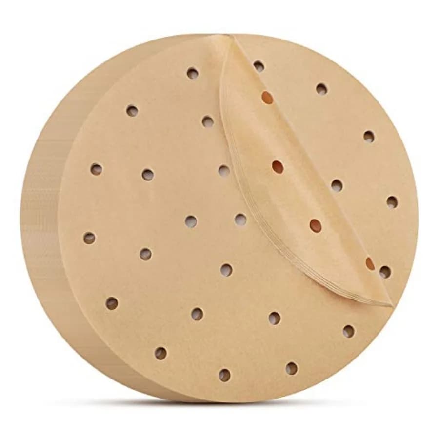 Air Fryer Parchment Paper, 200pcs Fryer Disposable Paper Liners Round Air Fryer Filter Paper Perforated Parchment Paper Bamboo
