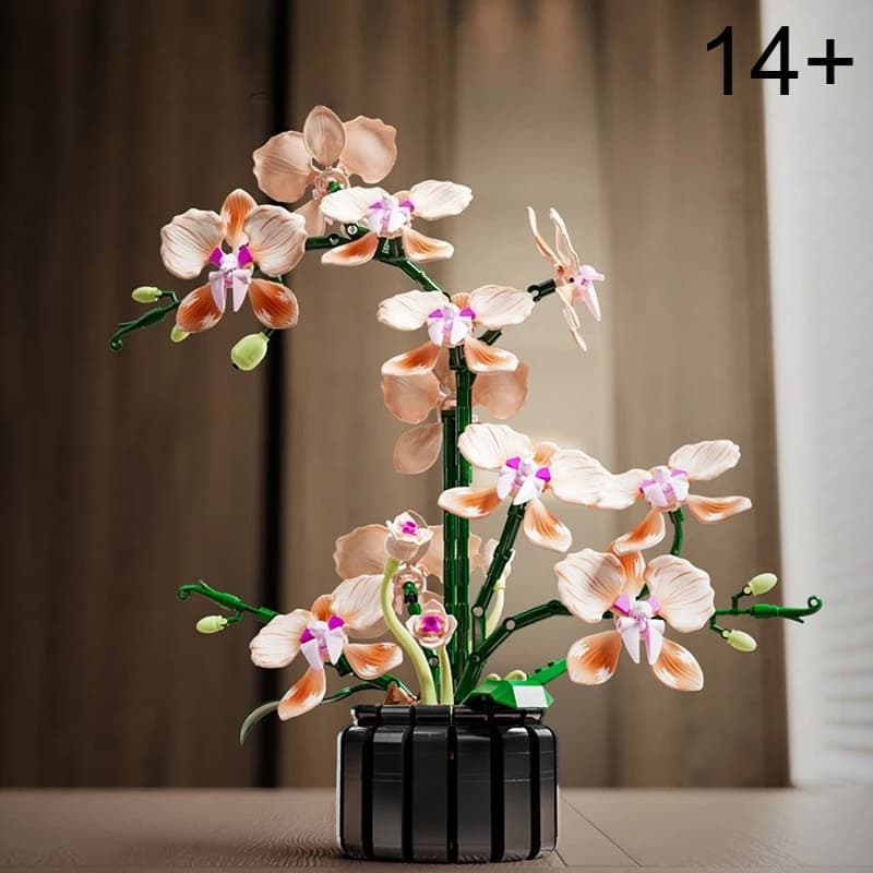 Creative Building Blocks of Orchidee Cymbidium, Eternal Flowers in Vase, Phalaenopsis Simulation, Fai-da-Te Toys, Valentine's Gift