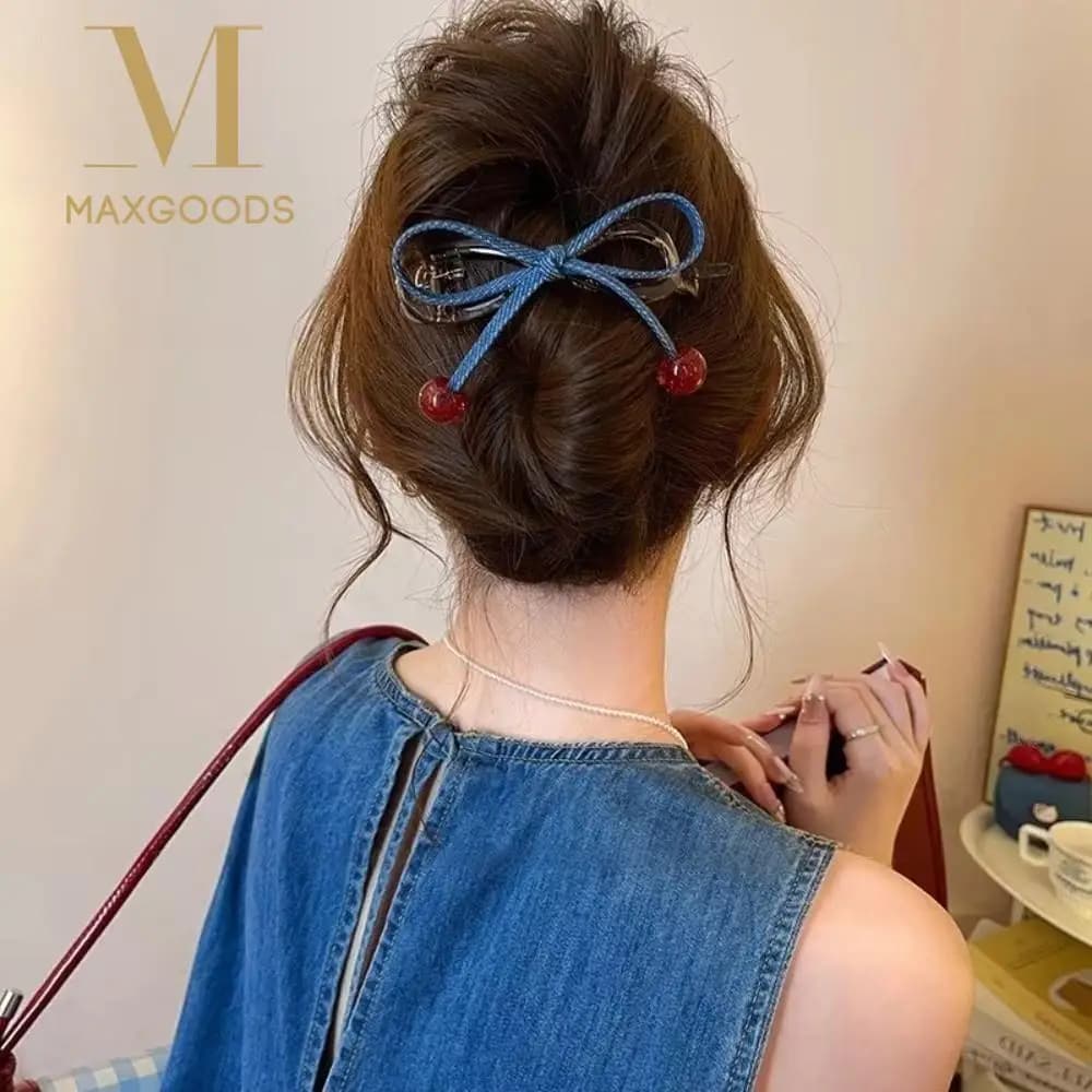 Fashion Bow Cherry Twist Hair Clips Sweet Exquisite Vintage Hairpin Barrette Hair Accessories for Girl
