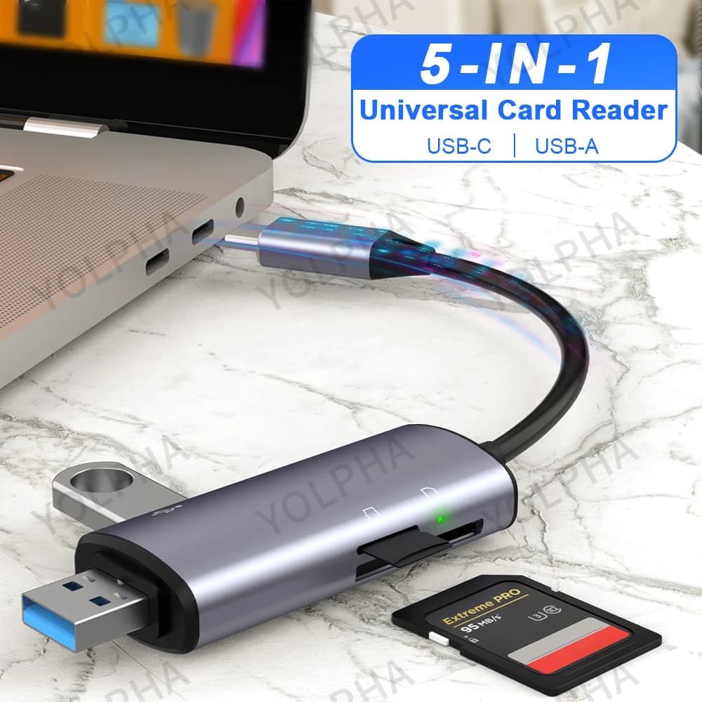 Lettore di schede USB C USB3.0 e USB C a SD Micro SD TF SDHC per PC Accessori per laptop Lettore di schede di memoria Adattatore per schede SD per iPhone 15