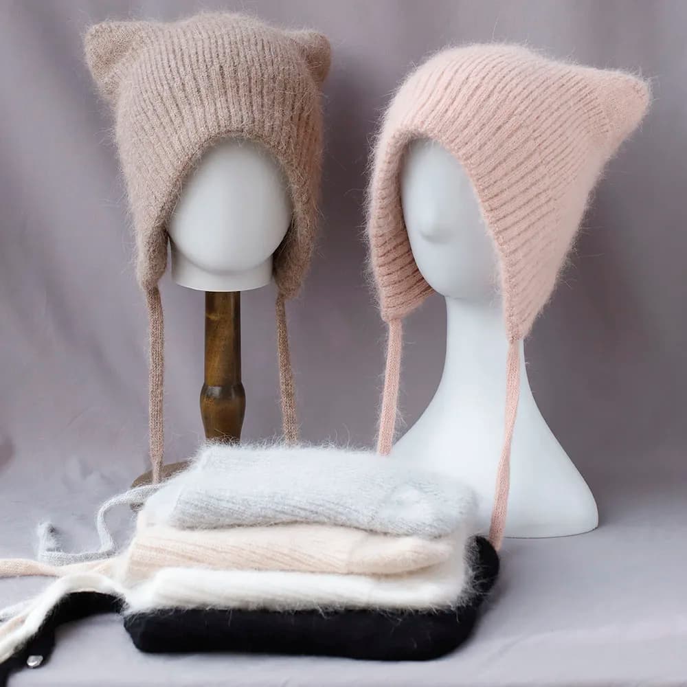 Cappello profondo in cashmere con orecchie Cappello sovietico cappello wtaps per cappello invernale da donna Cappello in rattan Cappello di pelliccia Cappello carino in pile lavorato a maglia