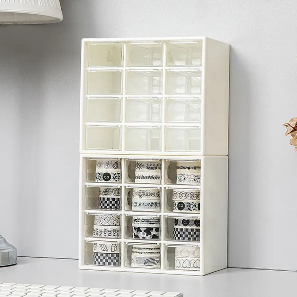 Organizer da Scrivania in Plastica con Cassetti, Contenitore Multifunzione per Trucchi, Gioielli e Cancelleria