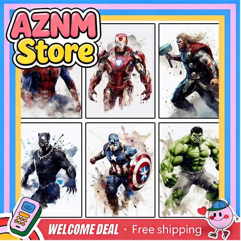 Marvel Avengers Superheroe Canvas Painting Spider Man Iron Man Hulk Movie Wall Art Posters Pictures Kids Room Home Decor Cuad
