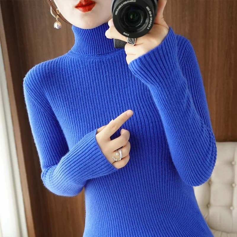 Vendita calda 2020 autunno inverno maglione di lana di Cashmere Pullover femminile dolcevita donna Solid Lady Basic Soft 20 colori S-XXL maglione