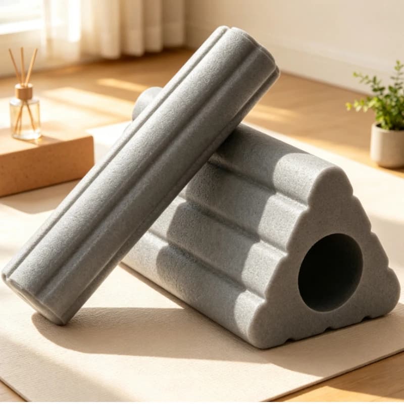 2-in-1 Yoga Triangle Brick Foam Roller for Muscle Massage Shoulder Neck Back Leg Ankle Relaxation High Density