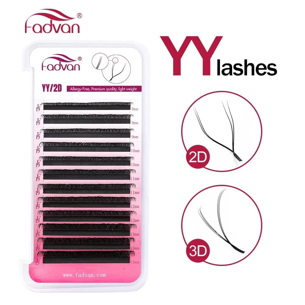 Fadvan 2D/3D YY Forma 0.07mm C/D Curvo Naturale Morbido Ciglia Brasiliane Premade Volume Fan Ciglia Estensione