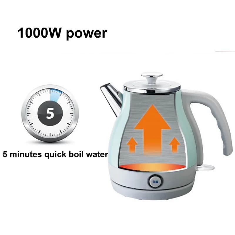 1000W Mini Electric Kettle Home 304 Stainless Steel Quick Kettle Auto Power Off Keep Warm Teapot Kitchen Tools 1000ml