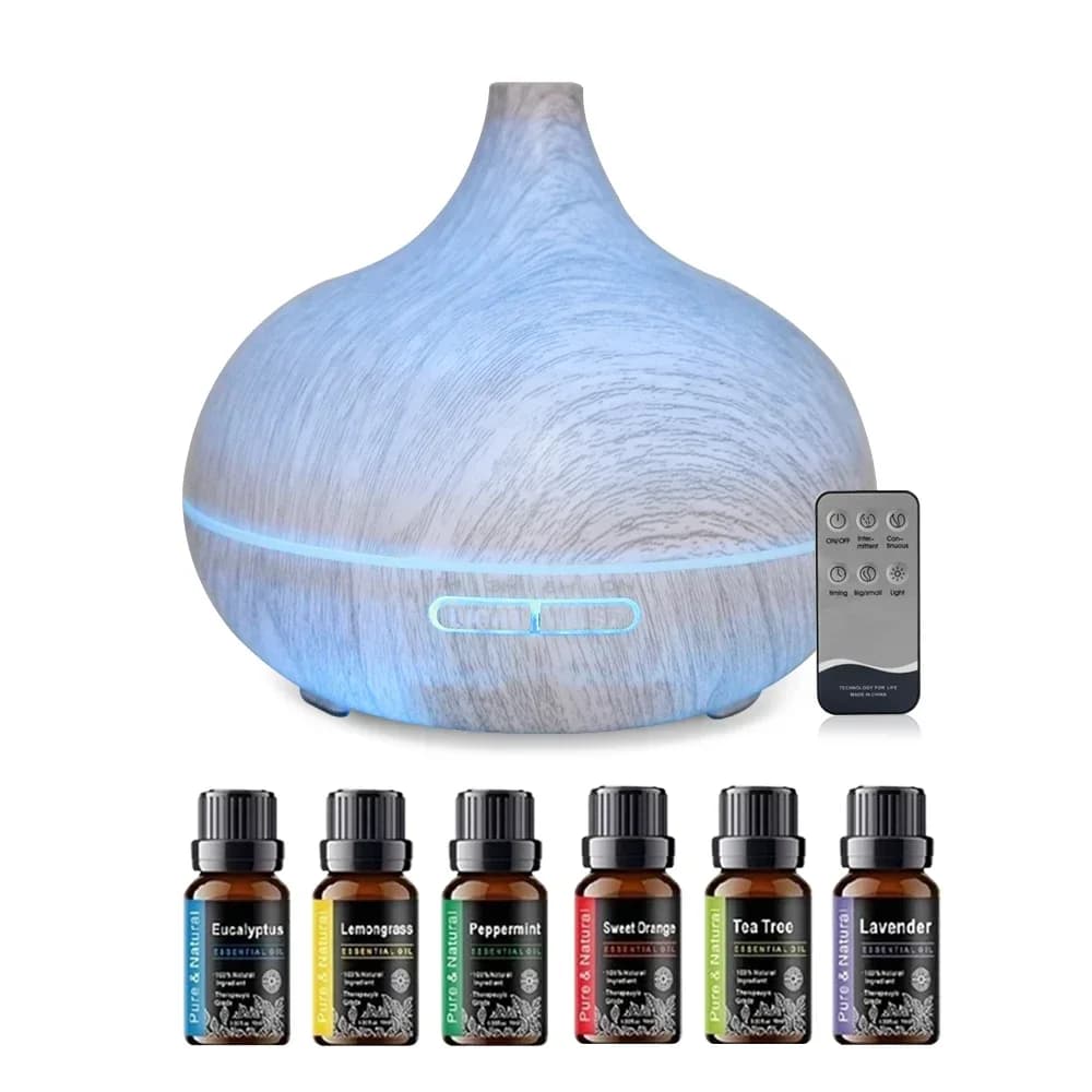 Diffusore di oli essenziali da 550 ml Soundwave Tech, spegnimento automatico, 7 colori LED con umidificatore remoto a nebbia fredda per casa e ufficio