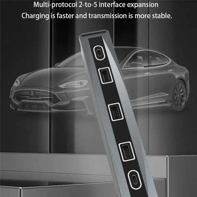 Caricatore Rapido OK 27W per Tesla Model 3 e Model Y 2021-2022, Stazione di Ricarica USB, Hub di Distribuzione, Accessori per Model 3 e Model Y