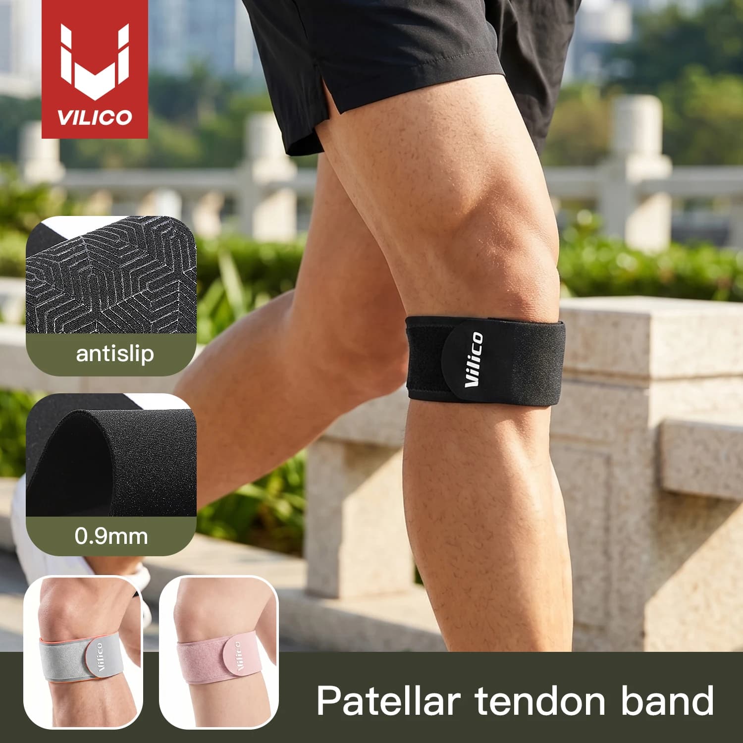 1PC Vilico Patellar Tendon Support Strap,Adjustable Patella Knee Band for Running Jumping Basketball Gym Knee P
