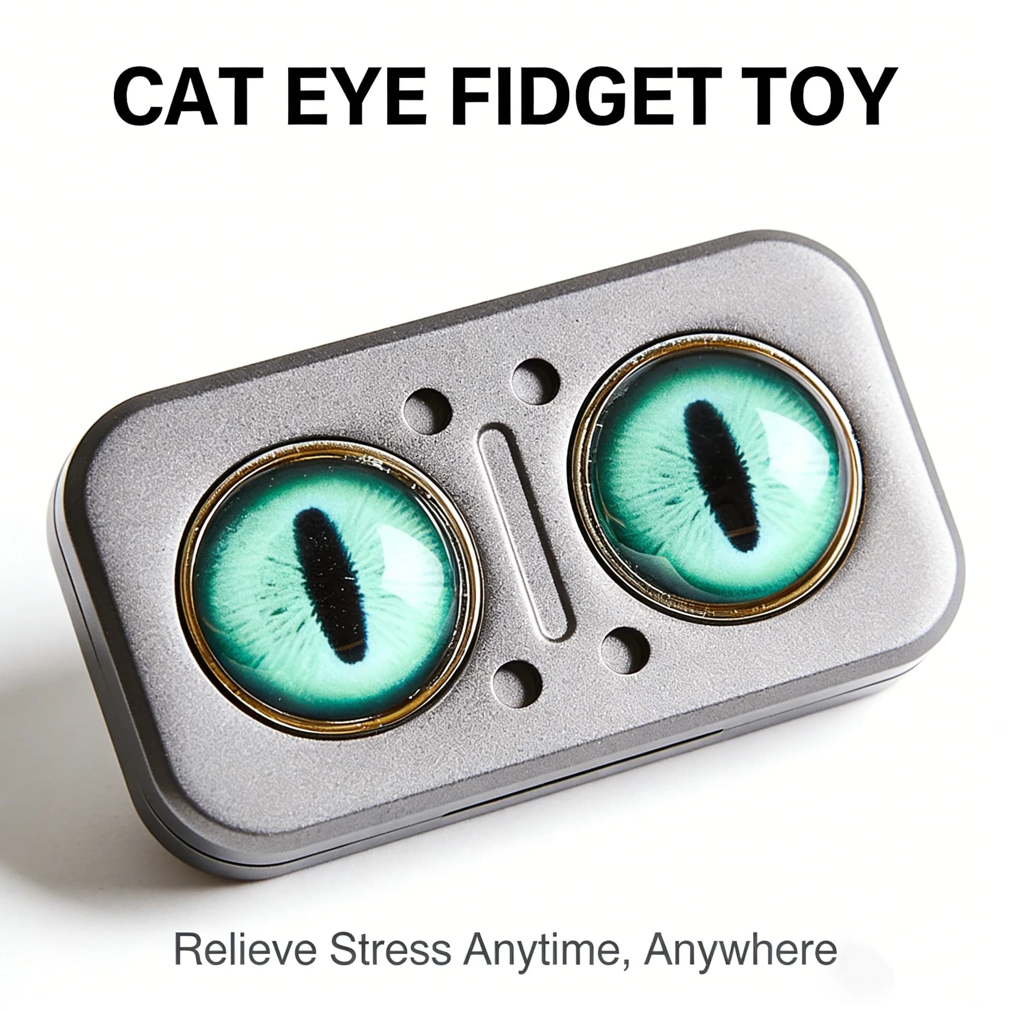 Premium Metal Cat Eye Fidget Toy, Reversible Slider EDC Anxiety Relief Gadget, Quiet Office Desk Decompression Toy