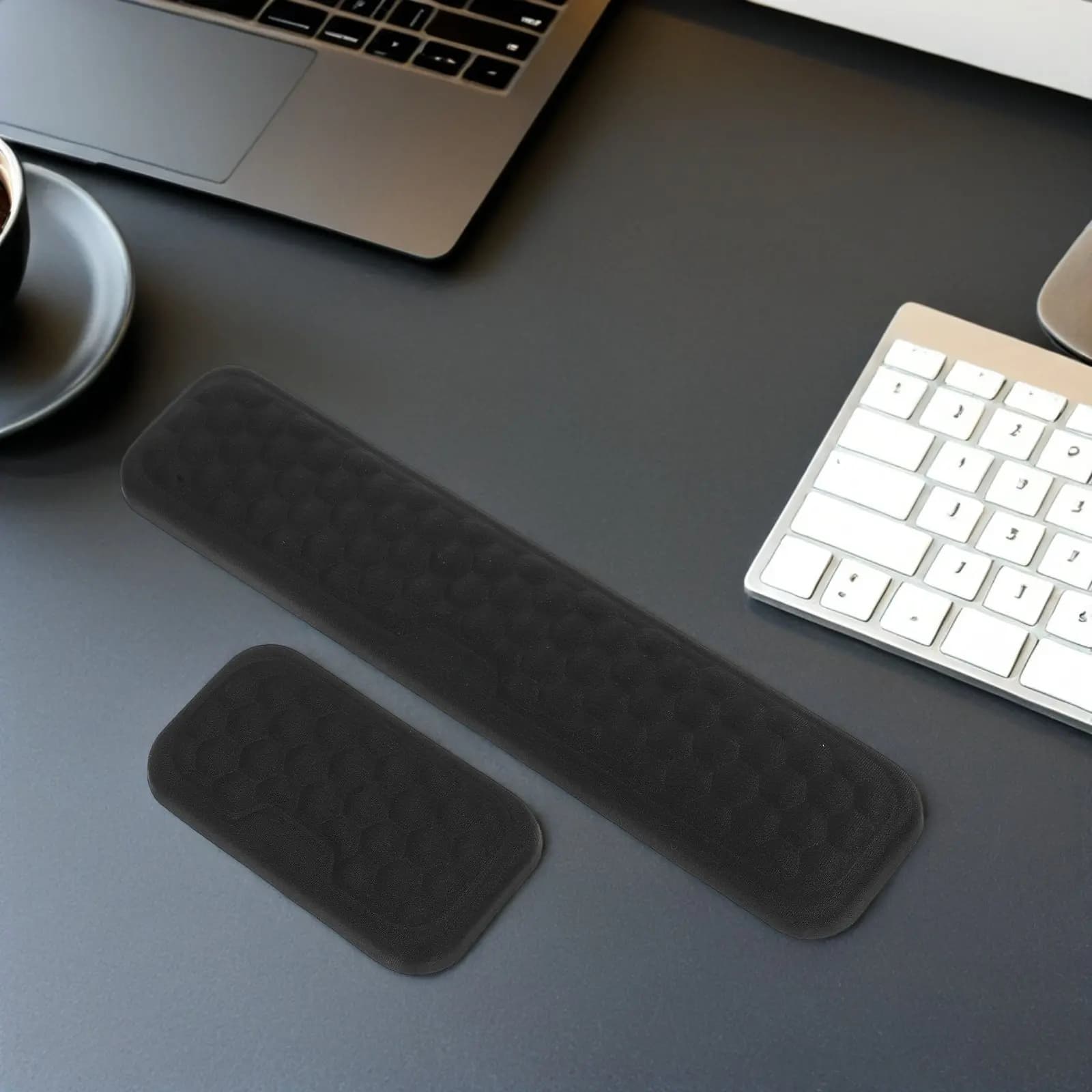 Set Ergonomico con Poggiapolsi per Tastiera, Supporto per Mani in Schiuma Solida, Tappetino per Mouse da Ufficio e Laptop, Cuscino Comfort