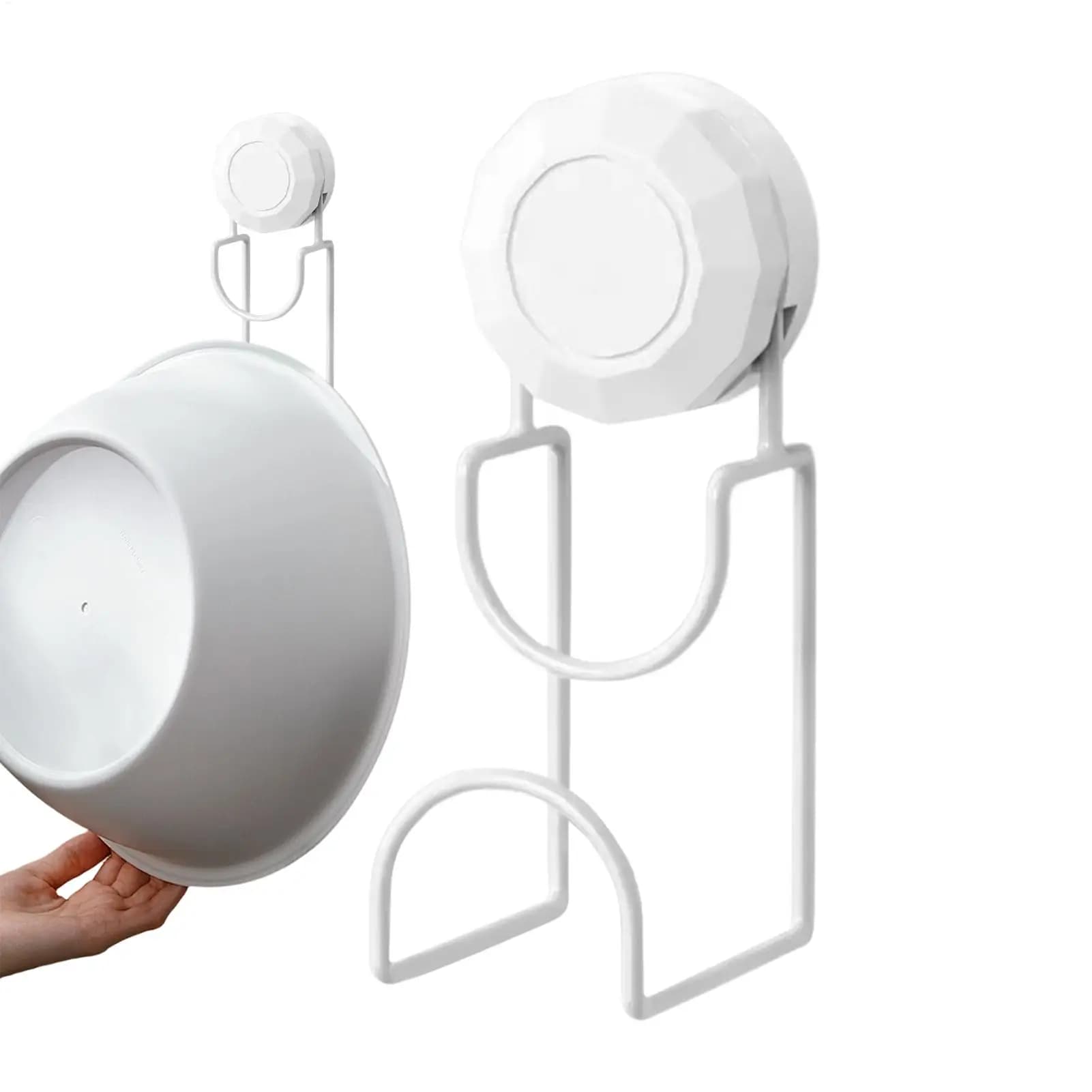 Suction Cup Washbasin Hooks For Bathroom Kitchen Vegetable Washing Basin Hanger Wall Mounted Storage Rack For Bathroom / Kitchen
