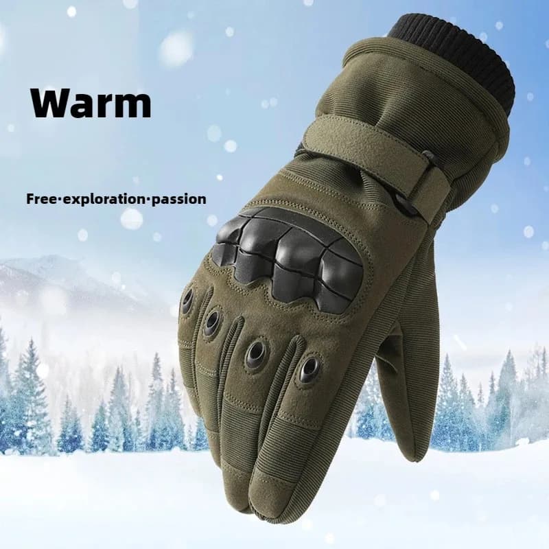 Men's Winter Tactical Gloves Outdoor Training Mountaineering Cycling Wear-resistant thick sports gloves with whole fingers