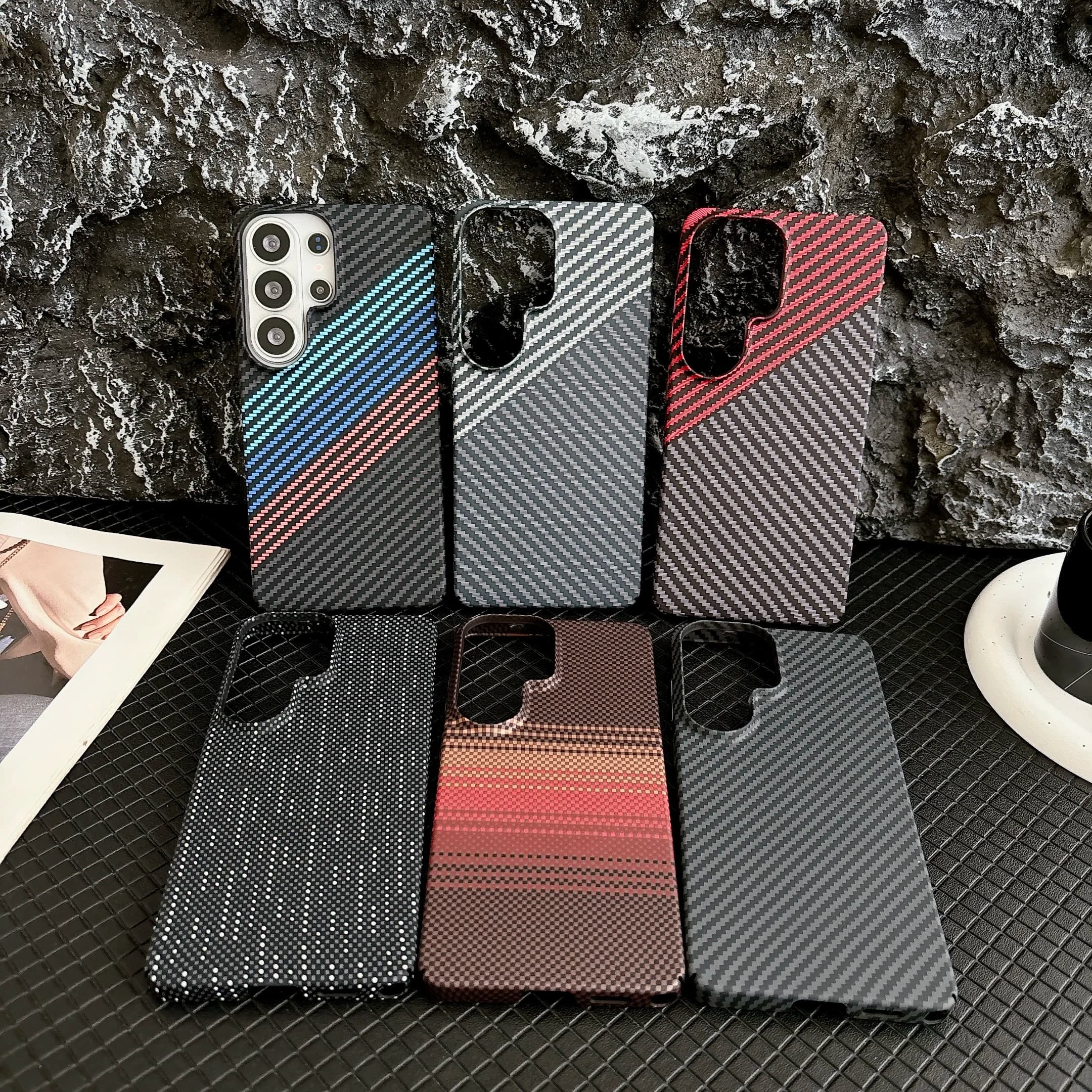 Custodia per Telefono in Fibra di Carbonio Magnetica Kevlar per Magsafe per Samsung Galaxy S26 Ultra S26 Plus S25 S24 Note20 Ultra con Ricarica Wireless