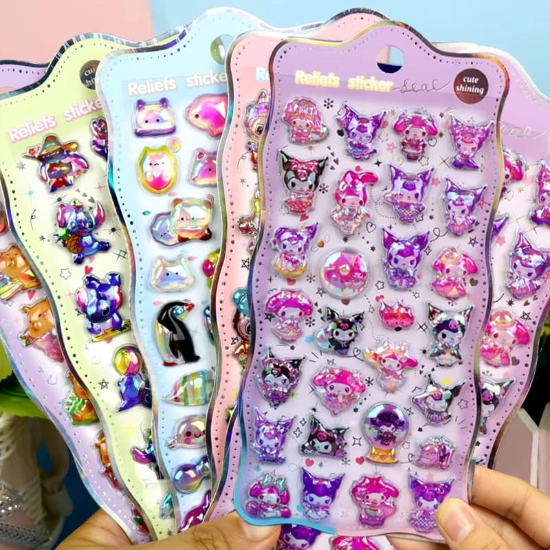 30 Pz Hot Cartoon Colorato Capibara Kuromi Melody 3D Sollievo Arcobaleno Adesivo Adesivo Elfo Cielo Gruppo Cartoon notebook Adesivo giocattoli