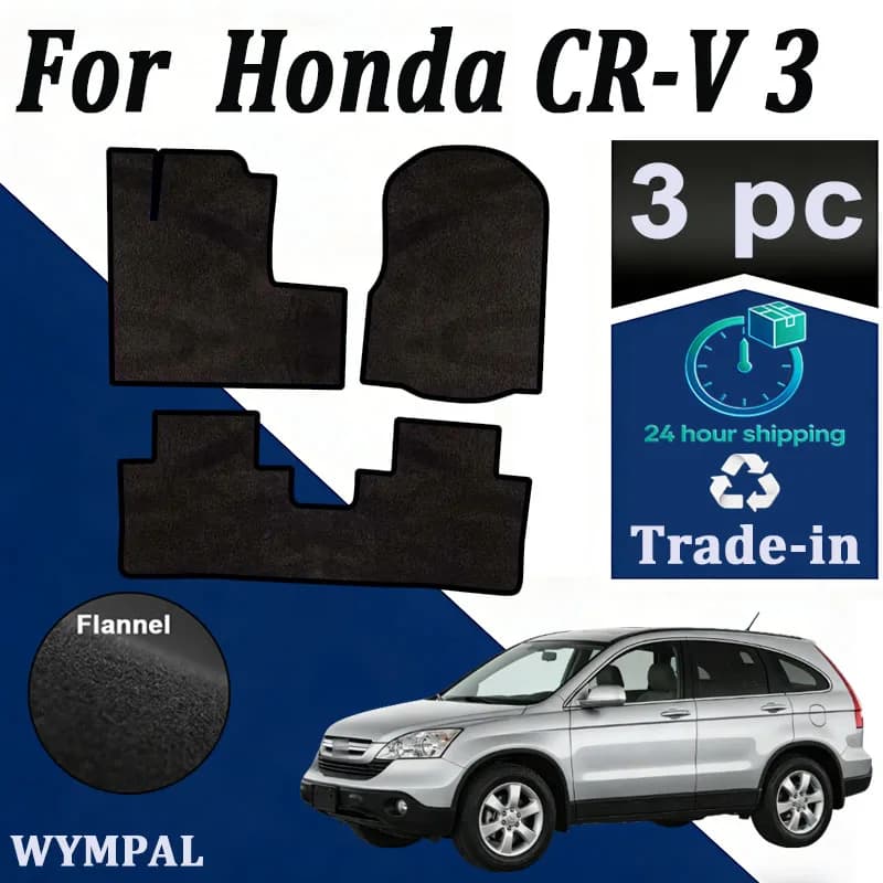 Car Mats in Nylon Scamosciato for Honda CR-V 3 ll CRV 3 2007~2011, Anti-slip Carpets, Foot Covers, Interior Accessories