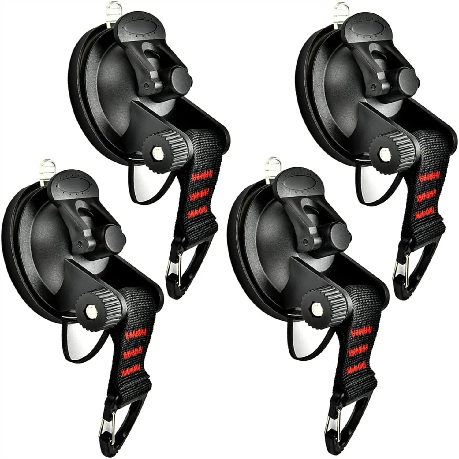 Ventose Resistenti con Ganci di Sicurezza, Set da 4 Pezzi, Ventose Potenti Multiuso per Auto, Campeggio, Accessori per Tende da Sole e Barche
