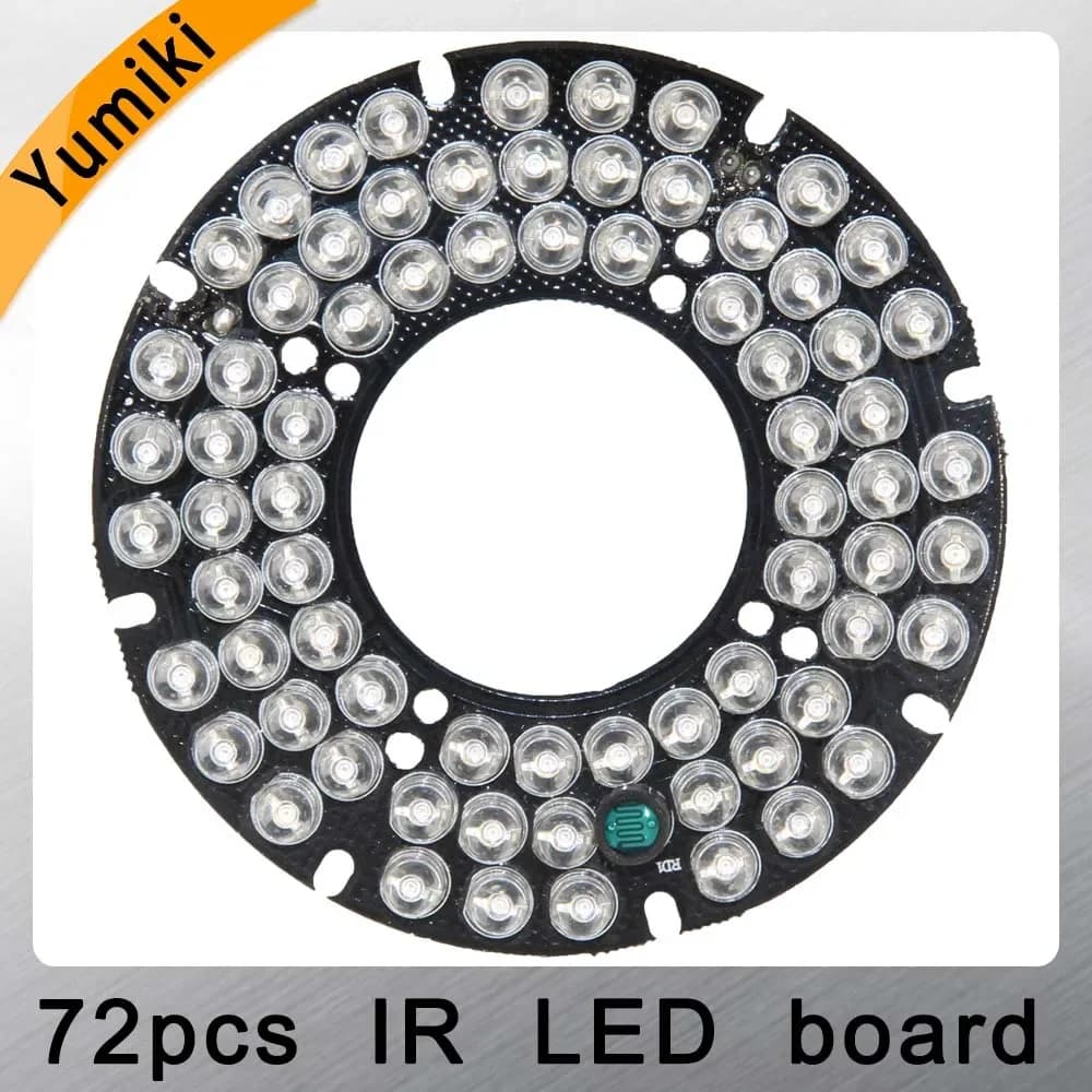 Yumiki Scheda LED IR a infrarossi da 72 pezzi per telecamere CCTV per visione notturna (diametro 76 mm)