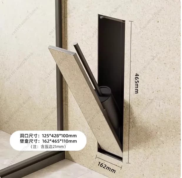 Scopino per WC di nicchia in acciaio inossidabile lato WC da bagno Spazzola in silicone incorporata nel modello nascosto a parete