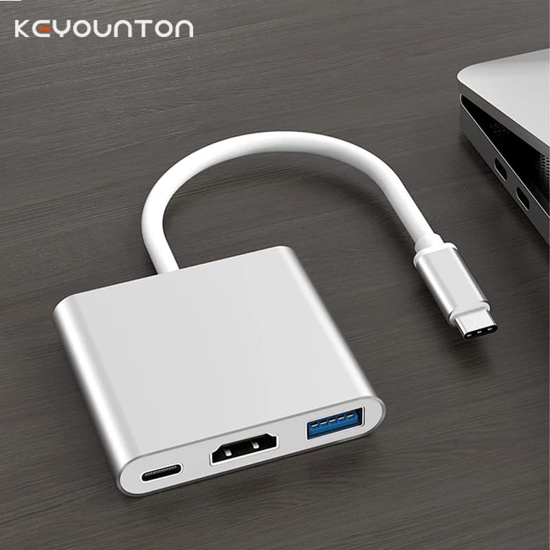 HUB di tipo C Splitter compatibile da USB C a HDMI USB-C 3 IN 1 Adattatore di ricarica rapida 4K HDMI USB 3.0 PD per MacBook PC TV Accessori