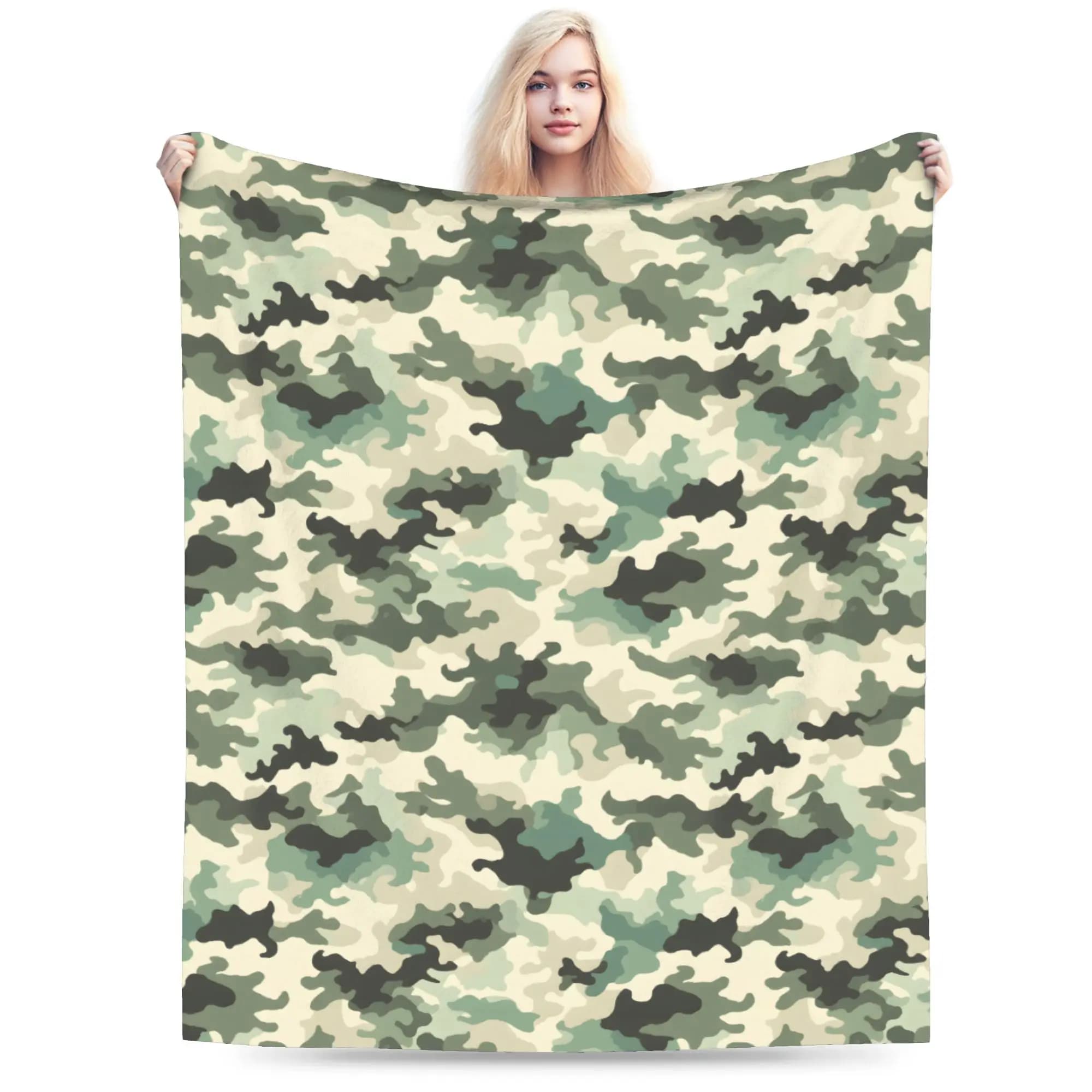 Camo Camouflage Blanket Fleece Printed Portable Warm Throw Blanket for Home Car Bedspread