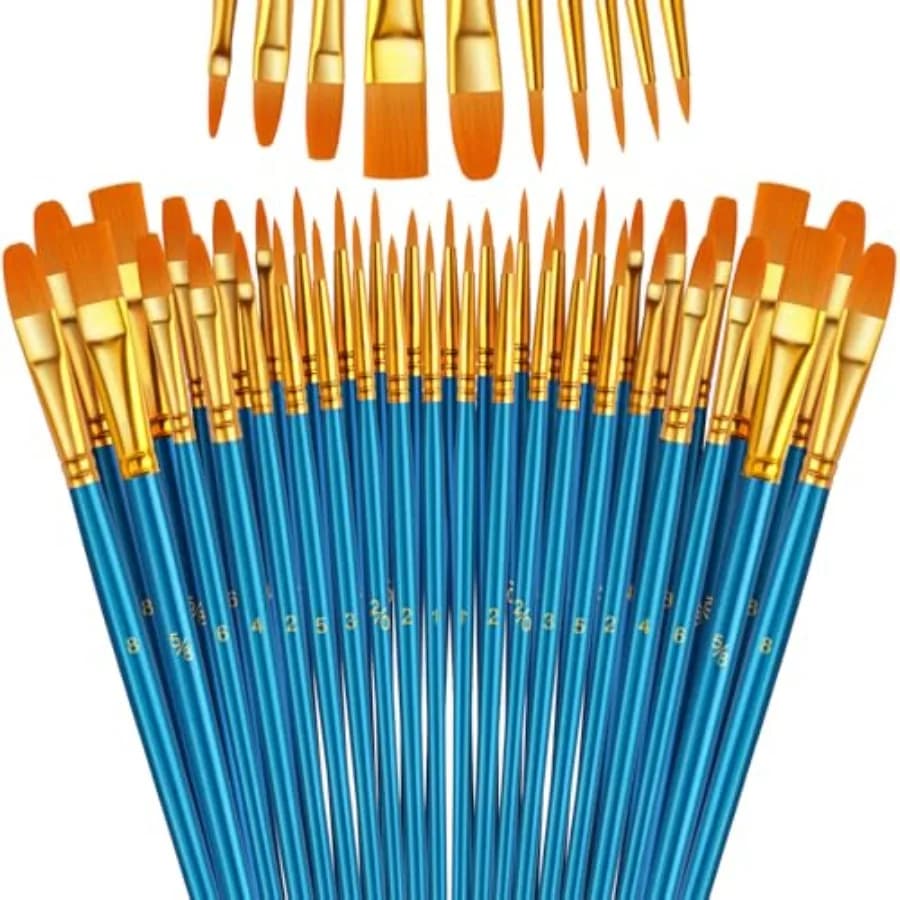 Paint Brushes Set, 0 Pcs Round-Pointed Tip Paintbrushes Nylon Hair Artist Acrylic Paint Brushes for Acrylic Oil Watercolor, Fac