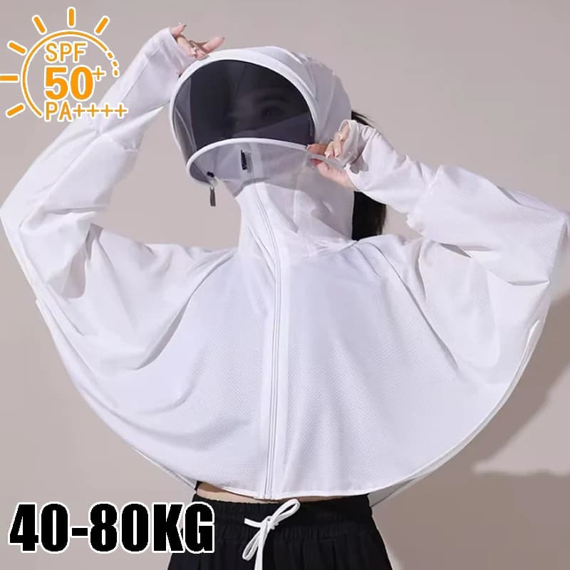 Women's ice silk jacket with sun protection, new spring summer collection, with anti-UV hood, breathable and light, ideal for everyday use