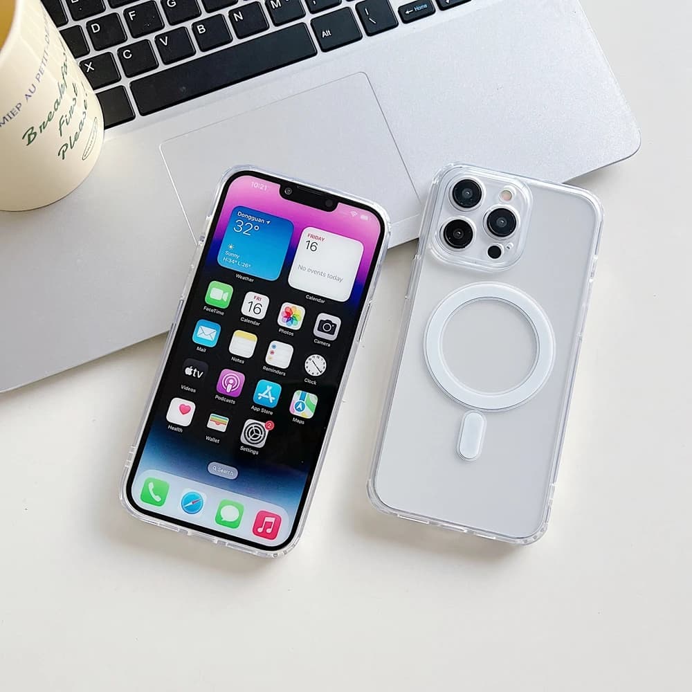 Transparent Phone Case for iPhone 16 15 14 13 12 11 Pro Max/Pro/Plus/ Magsafe Silicone Cover with Magnetic Wireless Charging