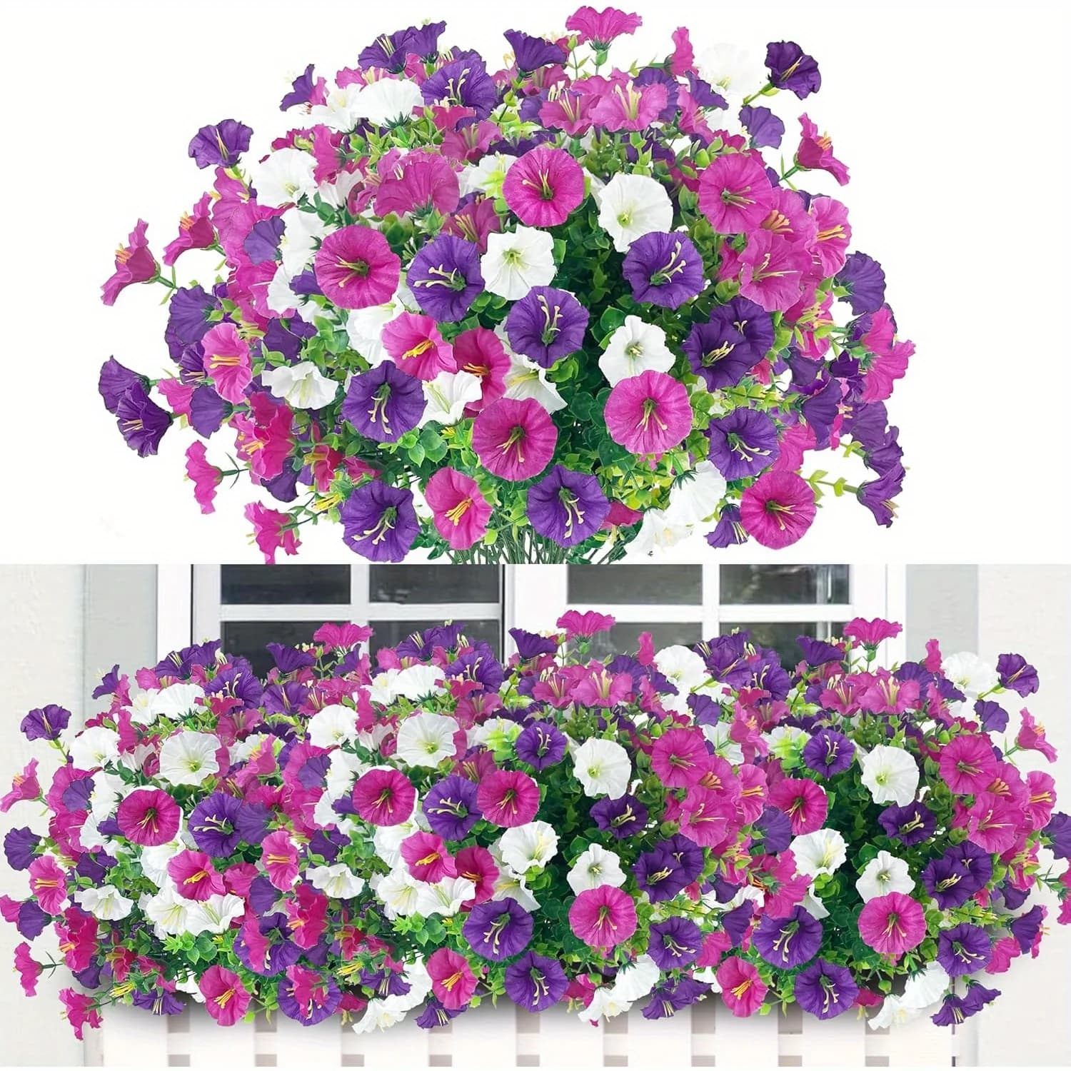 Confezione da 6/9 Fiori Artificiali di Campainola, Bouquet Misti in Seta per Decorazioni Primaverili da Esterno e Interno, Casa, Giardino e Stanze