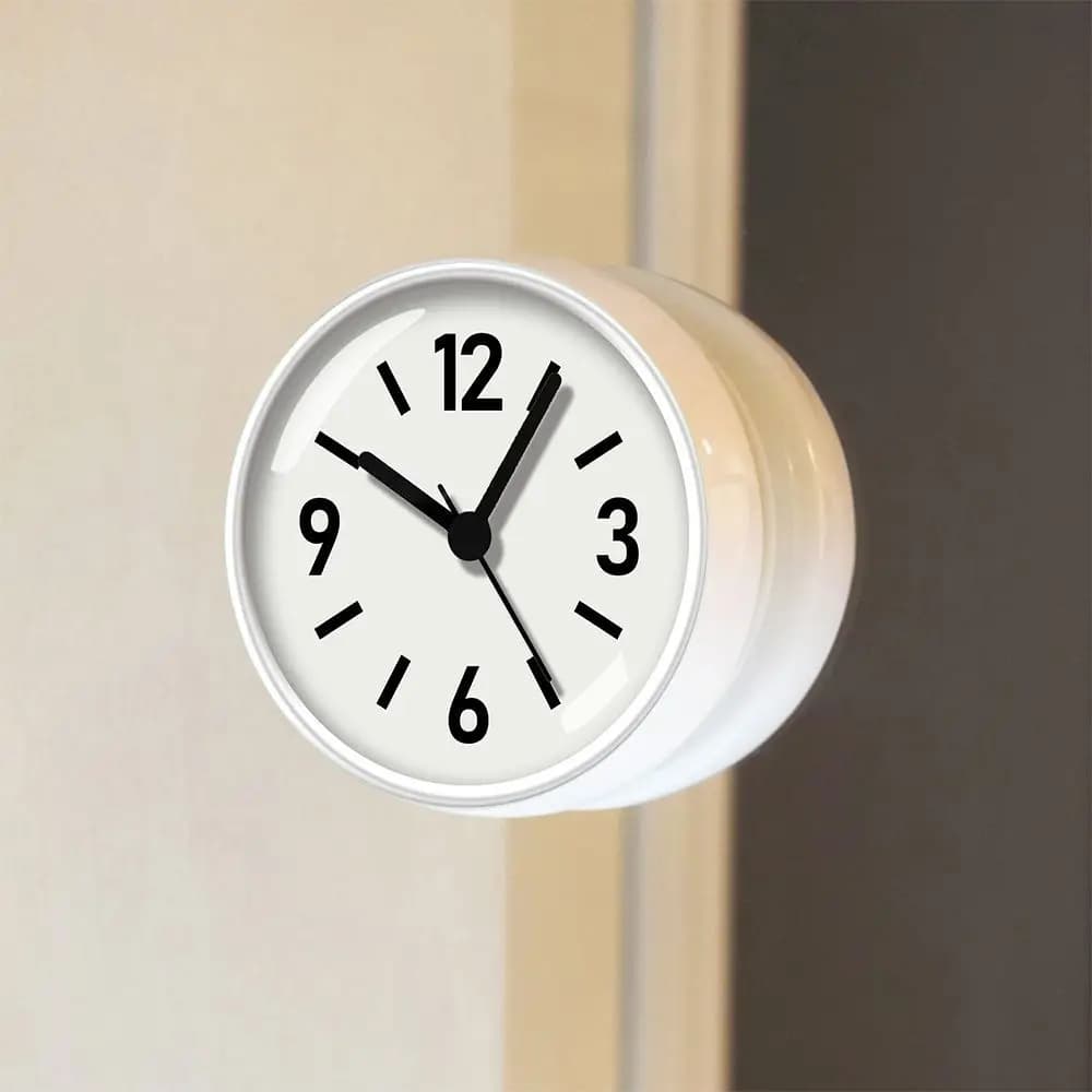 Mini orologio a ventosa per bagno, senza punzonatura, antiappannamento, impermeabile, cucina, bagno, piastrelle, scrivania, orologio da parete, decorazione della casa