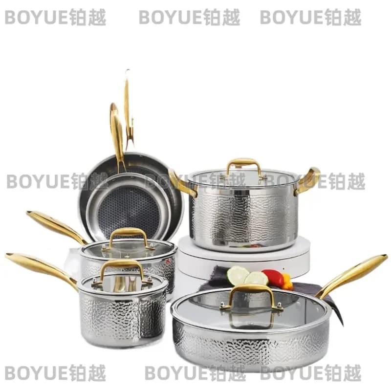 Stainless Steel Cookware Set Thickened Nonstick Frying Pan Stew Pot Kitchen Cooking Pots Household Essentials Durable
