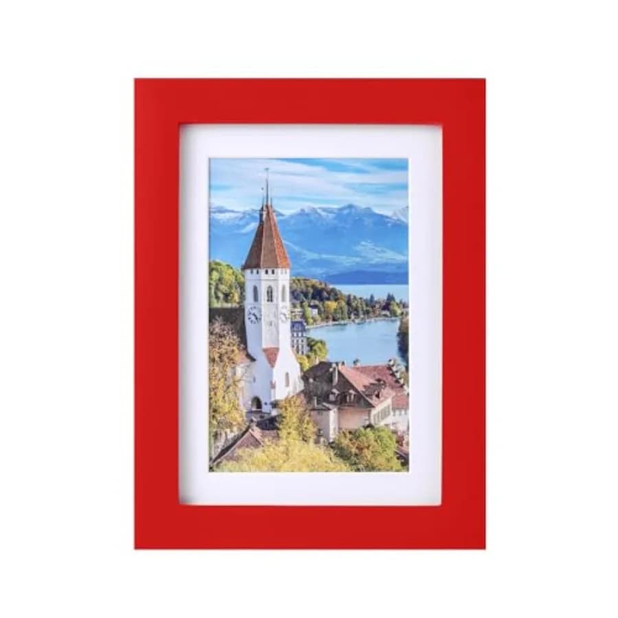 Cornice per foto in legno massello con plexiglass anti-rottura, per esporre immagini con passepartout o senza passepartout 5 x 7