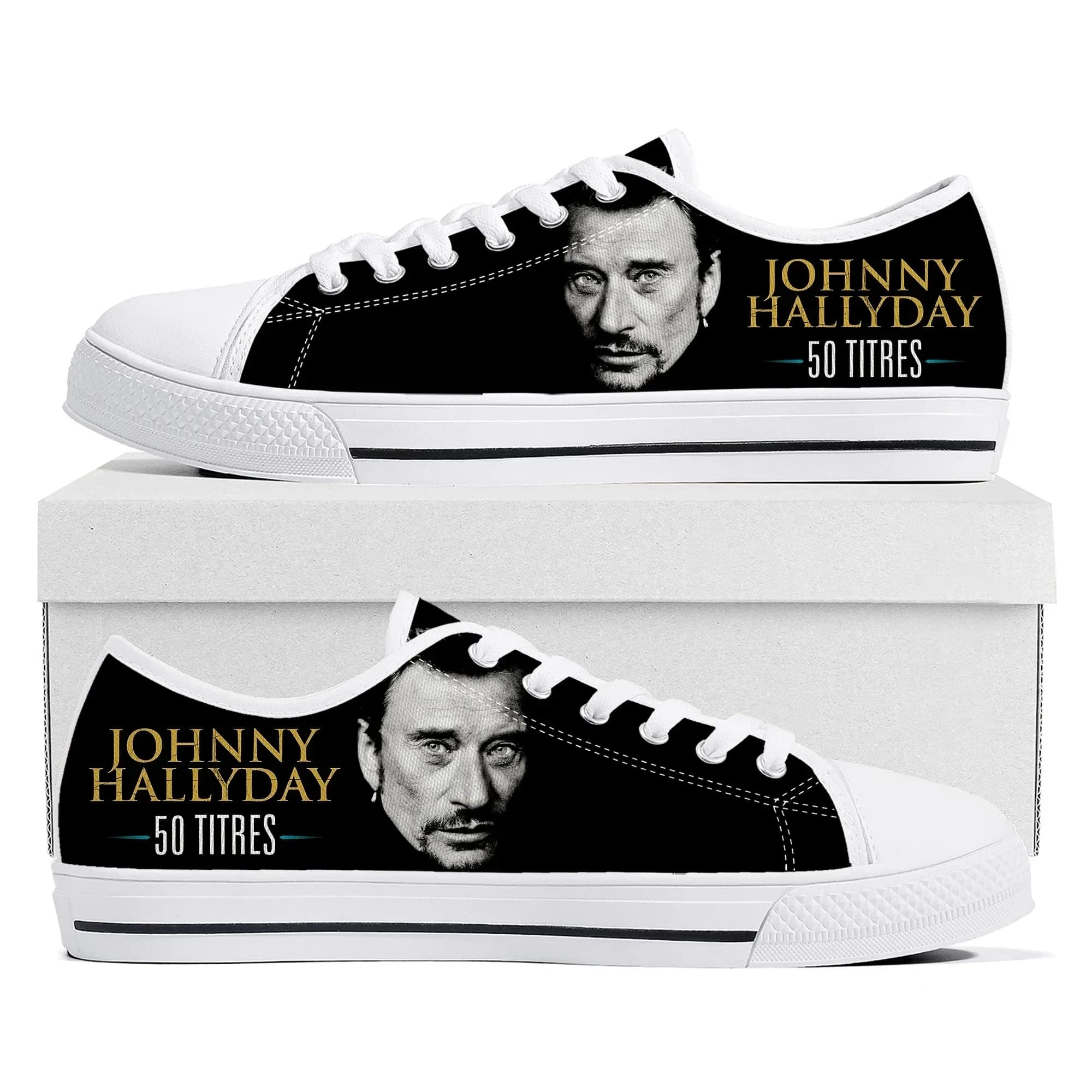 Johnny Hallyday Rock Singer Low Top High Quality Sneakers Mens Women Teenager Canvas Sneaker Casual Couple Shoes Custom Shoe