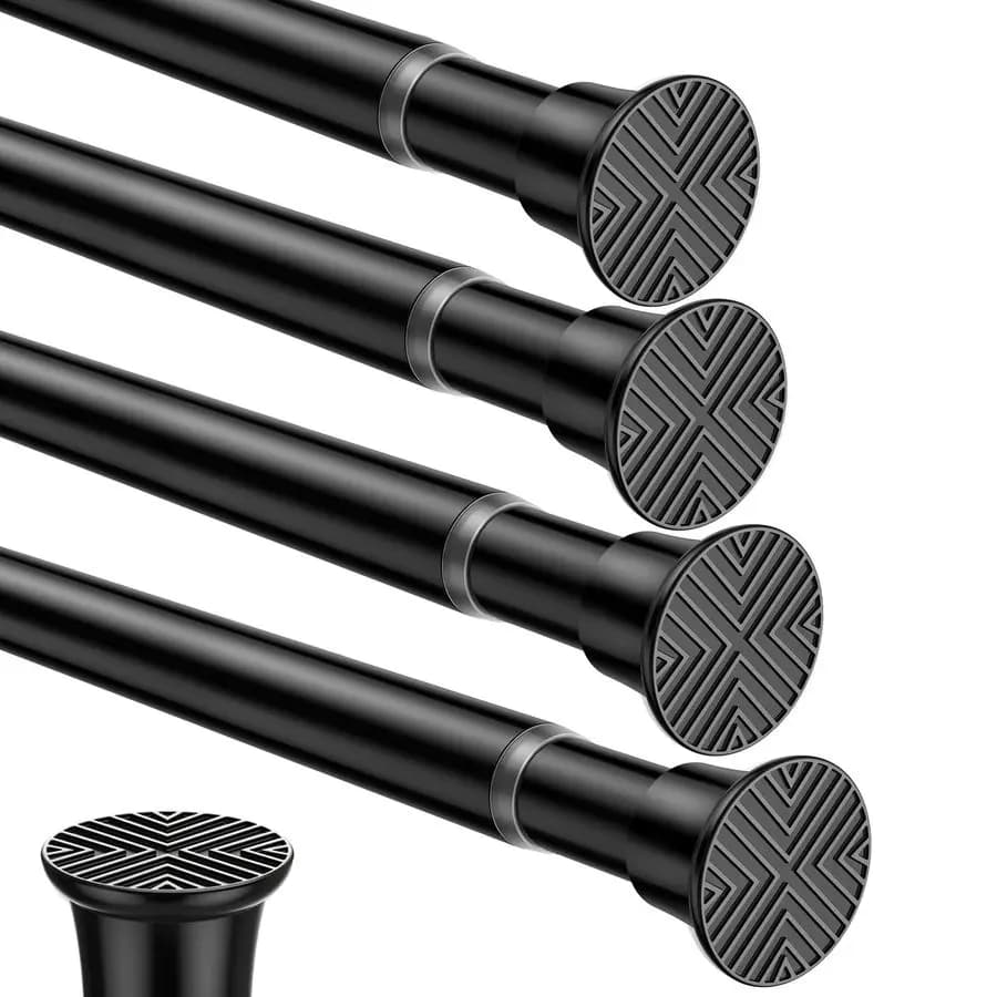 1836 Black Adjustable Voltage Rods, Extensible Spring Auction Short for Curtains, Tension Rods for Curtains