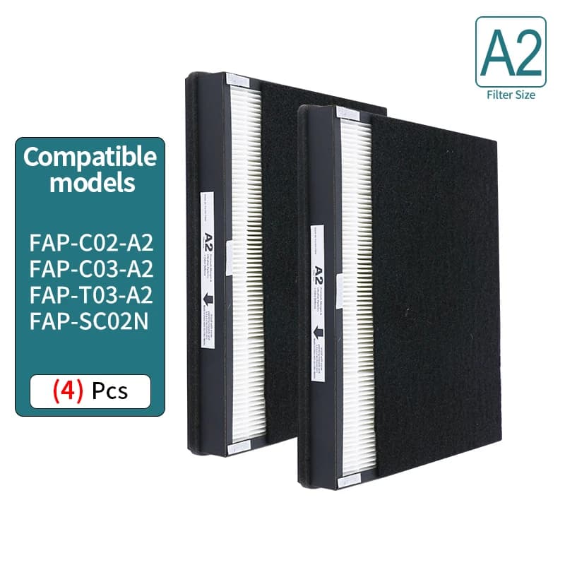 Filtro di ricambio HEPA A2, compatibile con i dispositivi del purificatore d'aria della stanza Filtrete FAP-C02-A2, FAP-C03-A2, FAP-T03-A2, confezione da 2