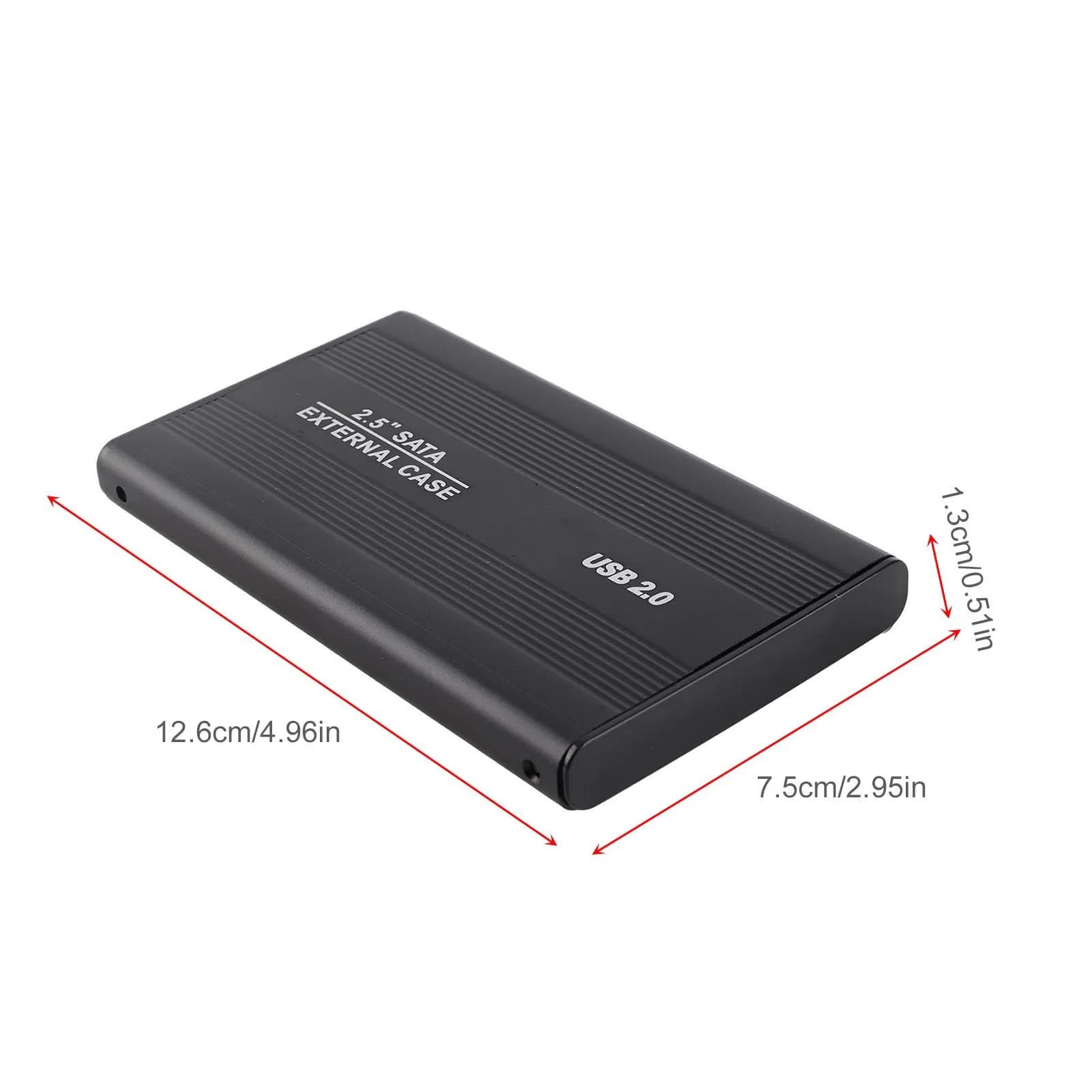 Custodia per Disco Rigido Portatile USB2.0 da 2,5 Pollici, Enclosure Esterno per HDD in Lega di Alluminio Nero, Disco Rigido Non Incluso