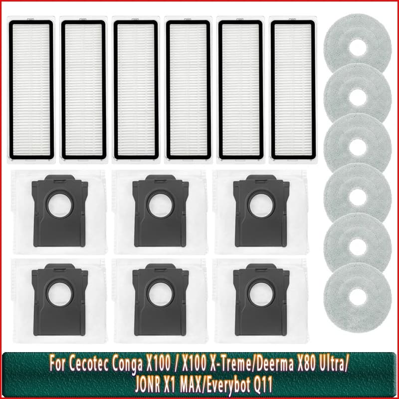 Filter Mop Dust Bag For Cecotec Conga X100 / X100 X-Treme / Deerma X80 Ultra / JONR X1 MAX /Everybot Q11 Spare Parts Accessories