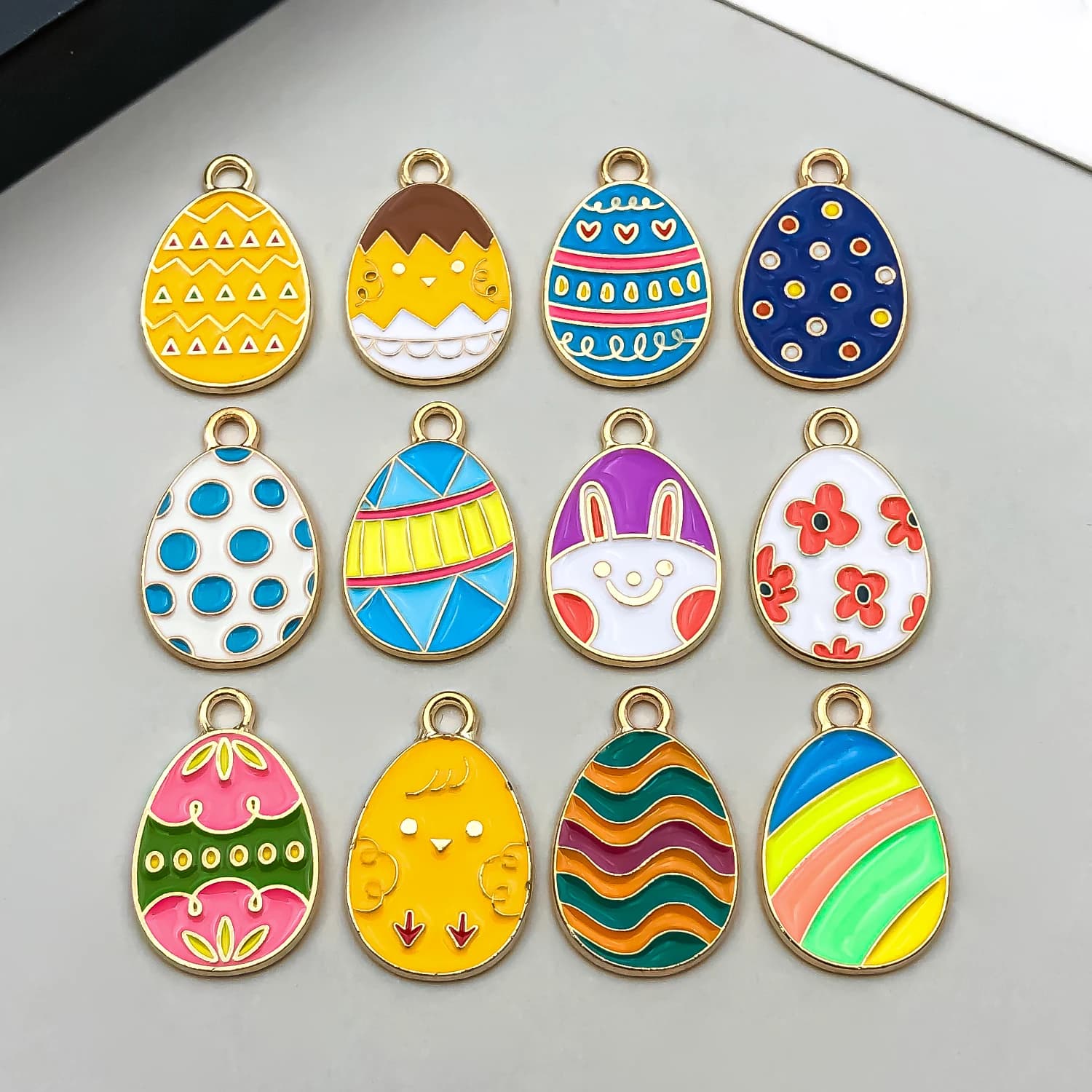 24pcs Alloy enamel colored Easter egg pendant Jewelry Making DIY Earrings Charms for Jewelry Bracelets Necklace