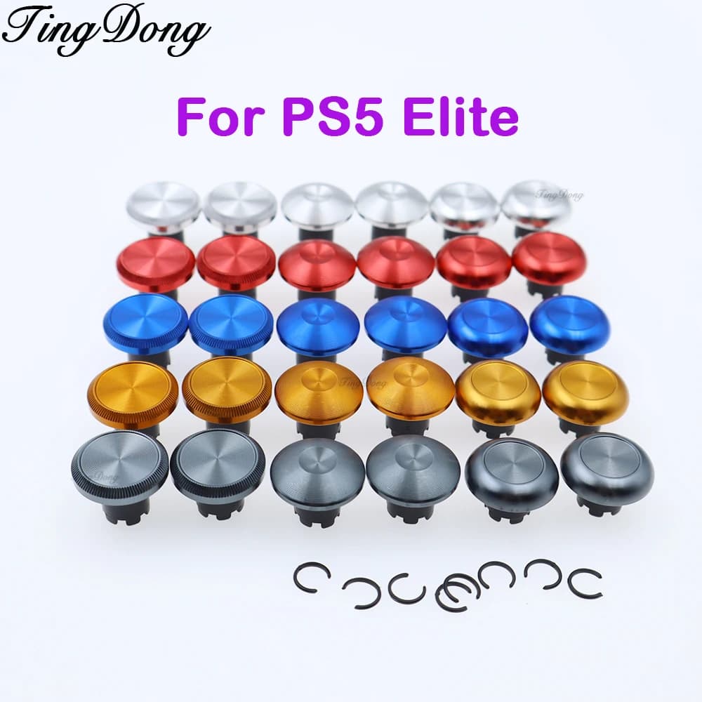 1 set di pulsanti con tappo a bilanciere alto e basso in metallo per controller maniglia di gioco Dualsense PS5 Edge Elite con accessorio ad anello di serraggio