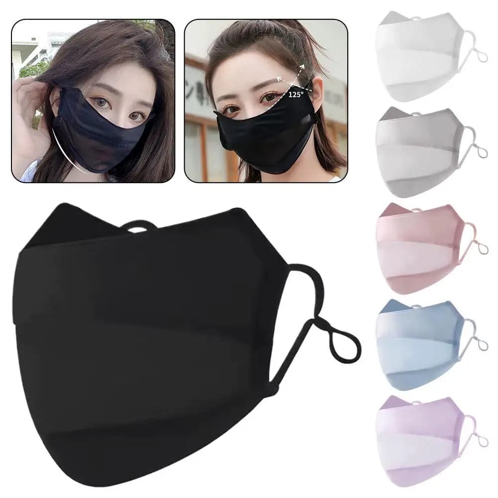 Maschera Traspirante in Rete Sottile in Seta Ghiaccio per Esterni, Protezione Solare Estiva, Copertura Viso per Escursionismo e Corsa