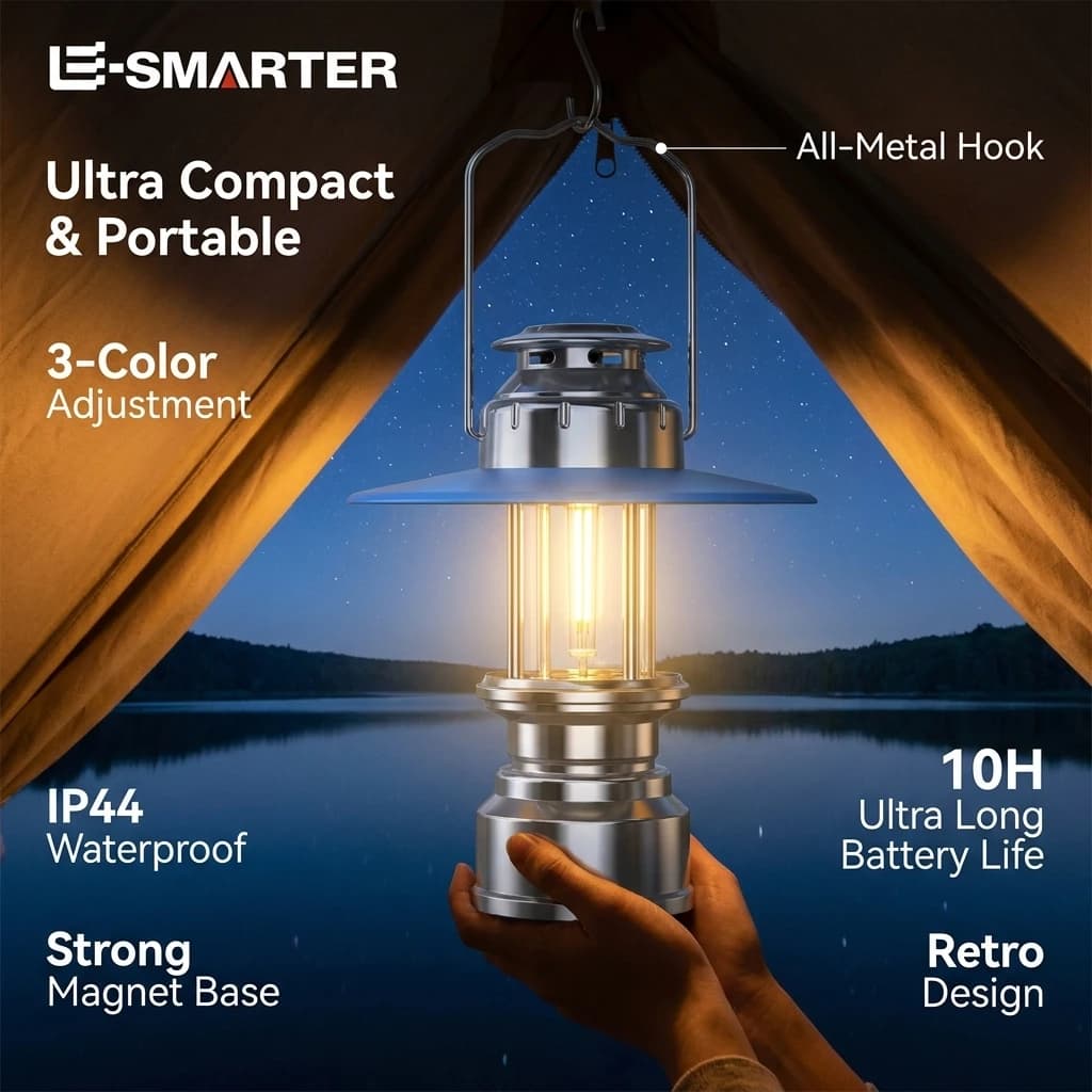 Handheld Vintage LED Emergency Lantern Portable Atmosphere Lighting Multipurposed Charging Lamp for Outdoor Camping Tent