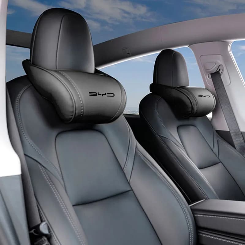 Leather Car Seat Headrest Memory Foam Comfort Neck Pillow For BYD ATTO 3 Act 3 Tang F3 E6 Dmi Yuan Plus Song Plus EV F0 Qin Pro