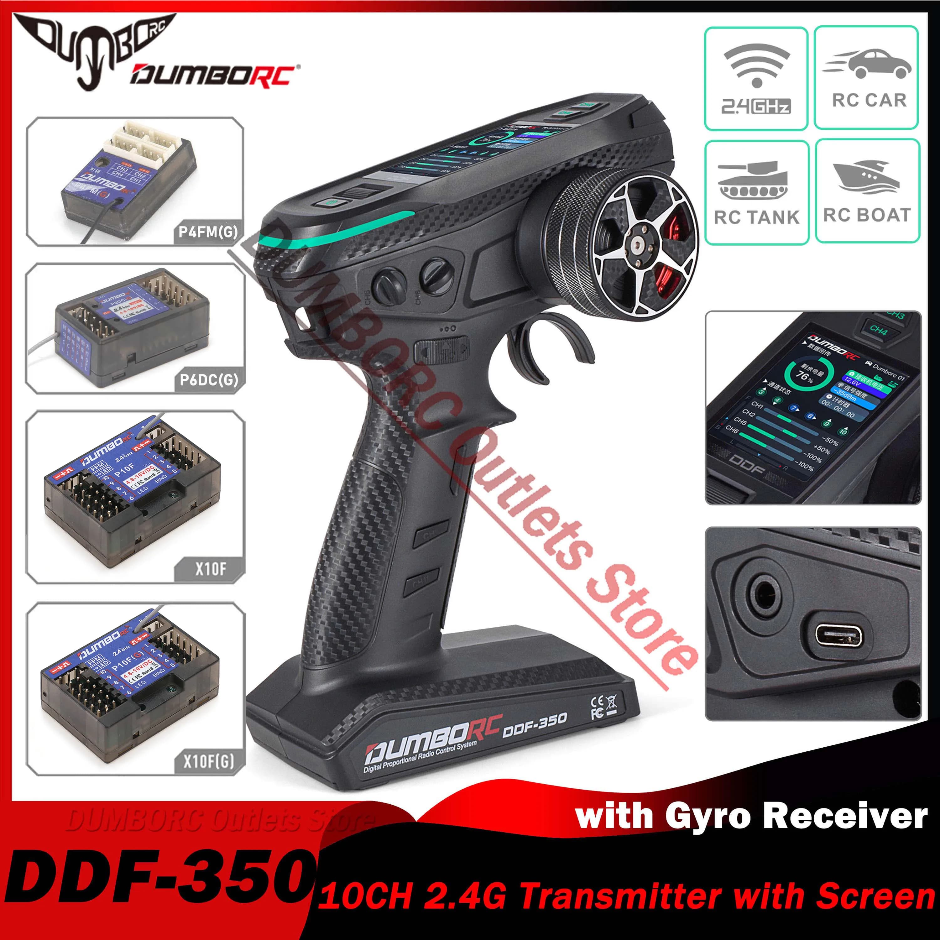 DUMBORC DDF-350 10CH RC Telecomando 2.4G Trasmettitore radio digitale Giroscopio Ricevitore per Drift Car Tank Boat Robot Toy Wltoy