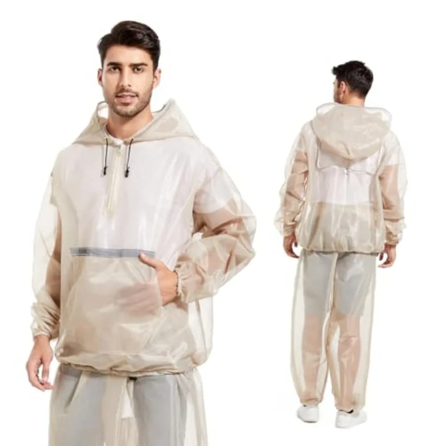 Tuta con Zanzariera Ideale per Pesca, Escursionismo, Campeggio, Agricoltura e Giardinaggio Beige